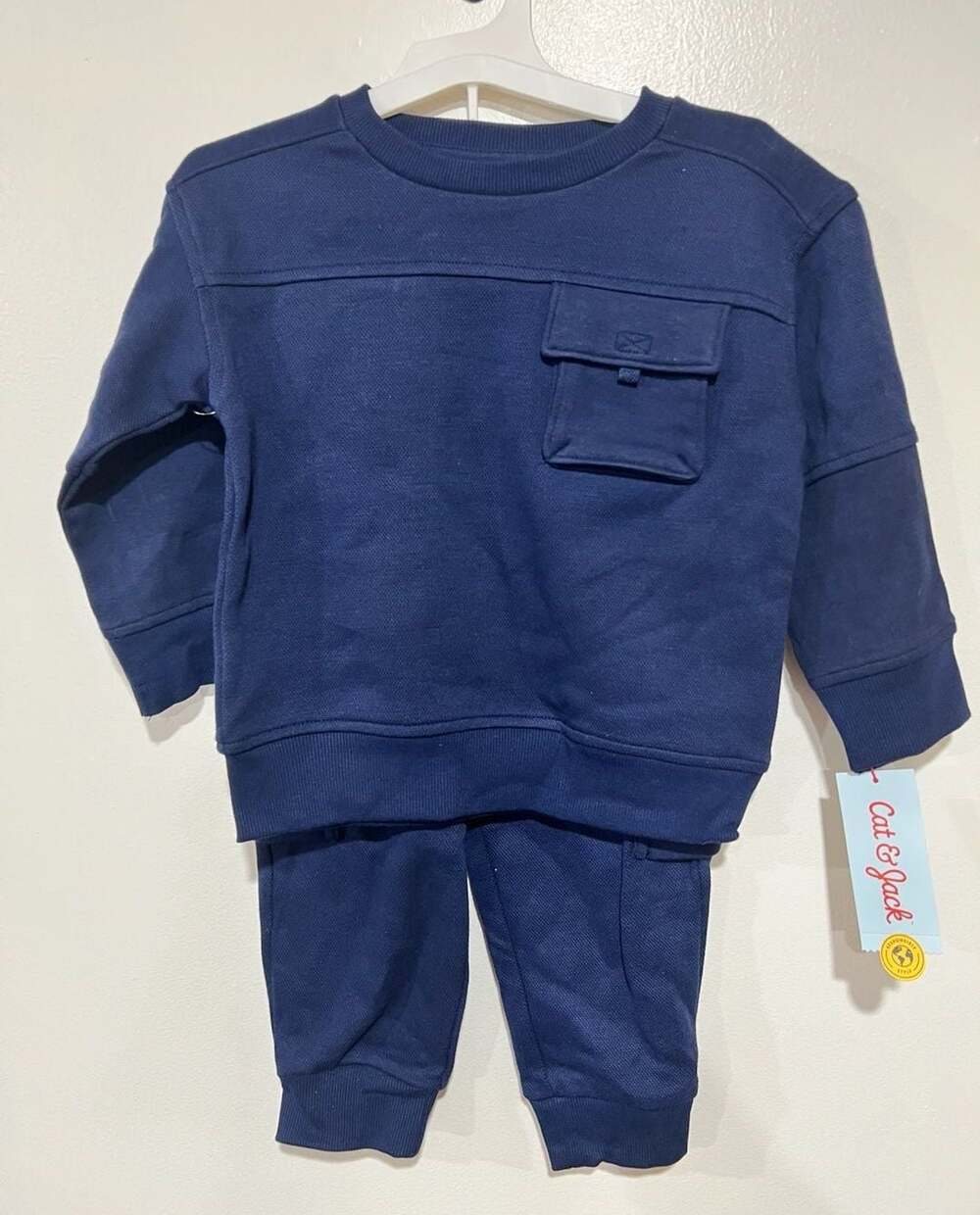 Cat & Jack Sweatshirt Cargo Pants Outfit Set Size 2T Navy Blue New